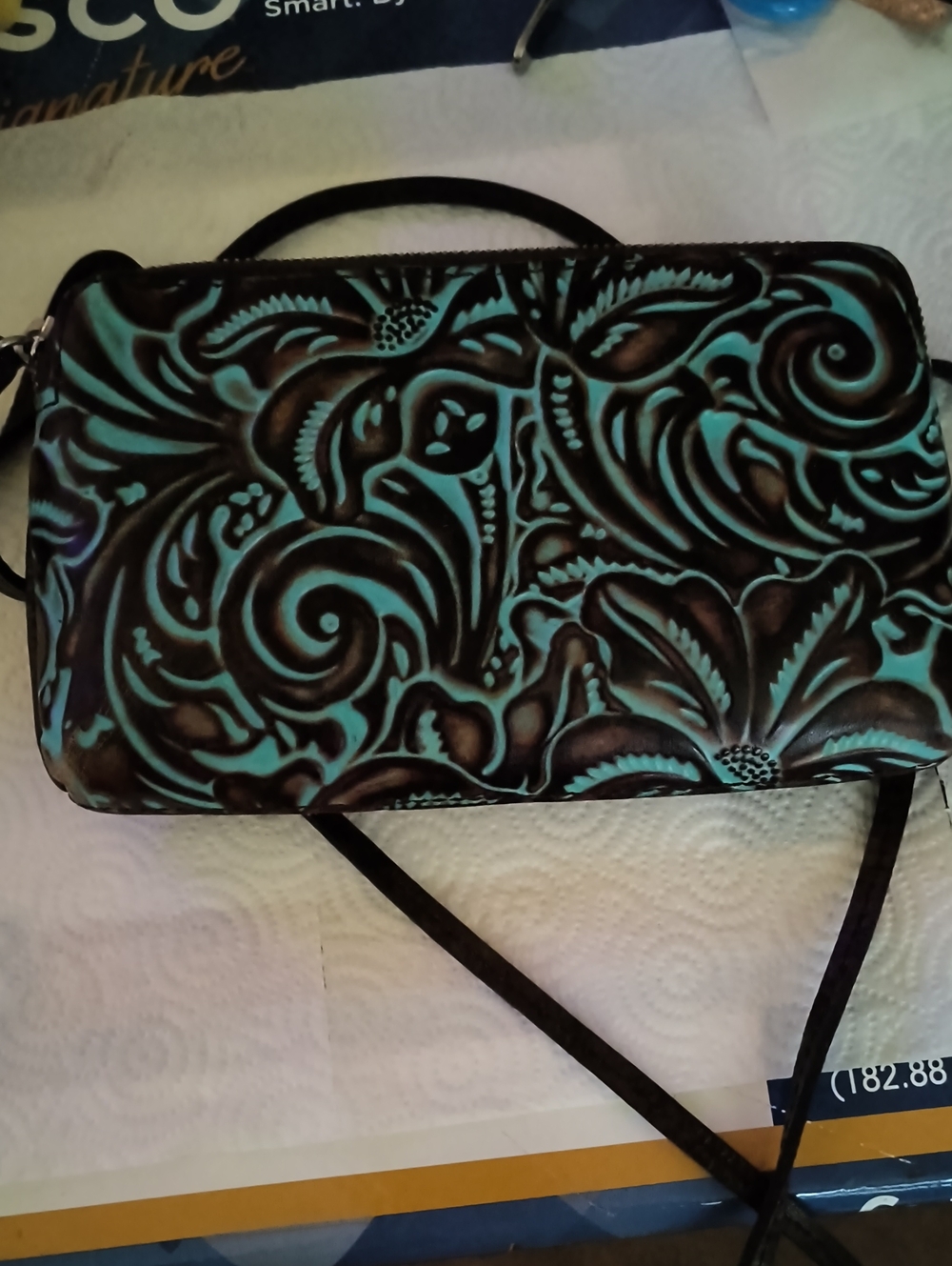 Patricia Nash Tooled Leather Crossbody Bag/Wristlet